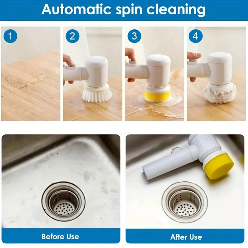 Handheld Electric Spin Scrubber | Cordless Rechargeable Cleaning Brush - Homevibz