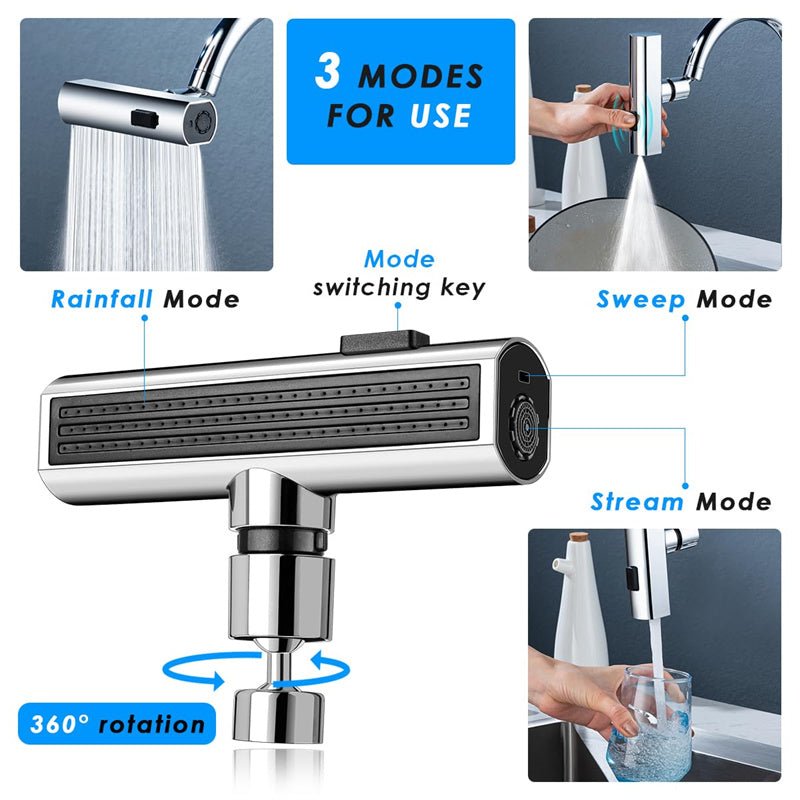 Kitchen Faucet Waterfall Outlet Splash Proof Universal Rotating Bubbler Multifunctional Water Nozzle Extension Kitchen Gadgets - Homevibz