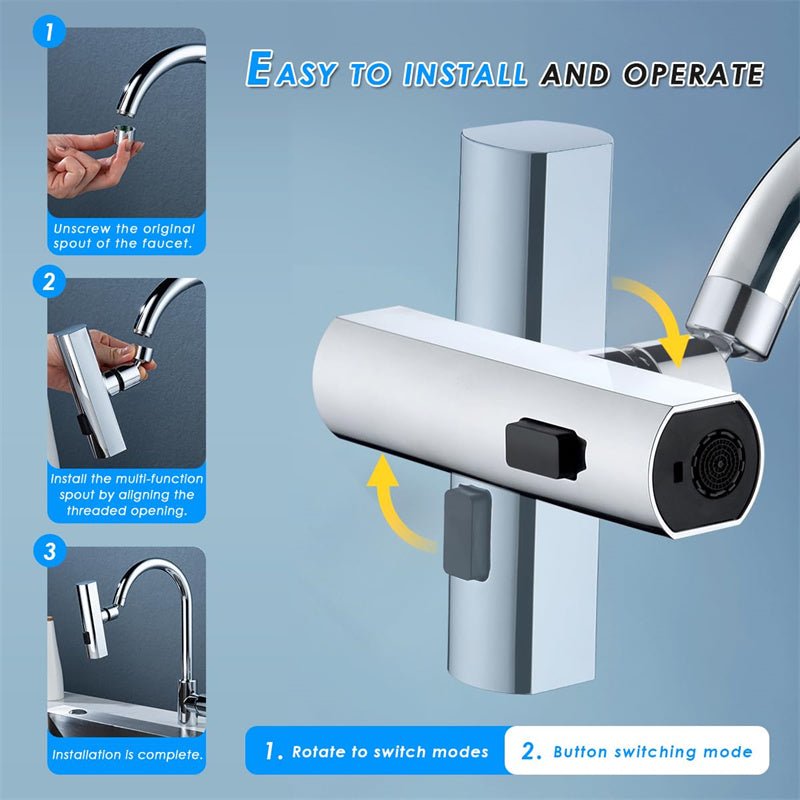 Kitchen Faucet Waterfall Outlet Splash Proof Universal Rotating Bubbler Multifunctional Water Nozzle Extension Kitchen Gadgets - Homevibz