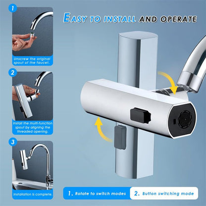 Kitchen Faucet Waterfall Outlet Splash Proof Universal Rotating Bubbler Multifunctional Water Nozzle Extension Kitchen Gadgets - Homevibz