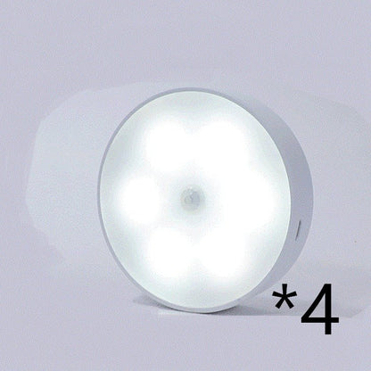 Usb Rechargeable Motion Sensor Light Round Wireless LED Puck Light Kichen Cabinet Lighting Motion Sensor Lamp Night Light - Homevibz