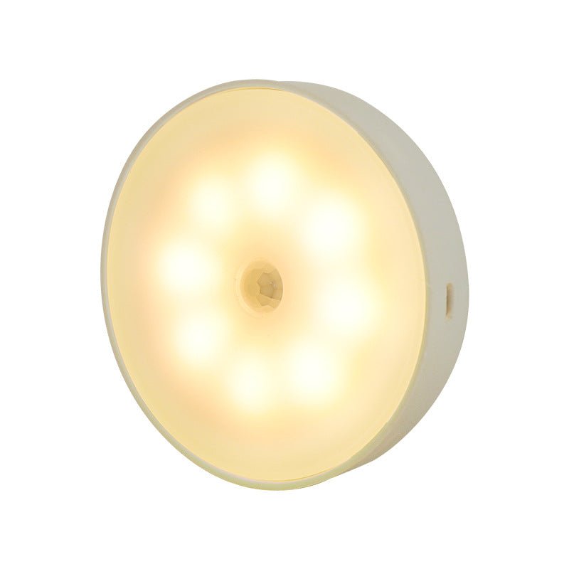 Usb Rechargeable Motion Sensor Light Round Wireless LED Puck Light Kichen Cabinet Lighting Motion Sensor Lamp Night Light - Homevibz