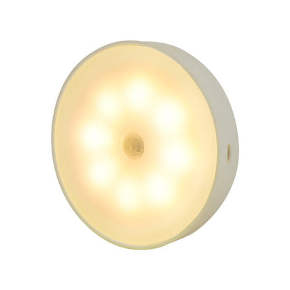 Usb Rechargeable Motion Sensor Light Round Wireless LED Puck Light Kichen Cabinet Lighting Motion Sensor Lamp Night Light - Homevibz