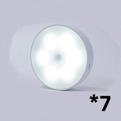 Usb Rechargeable Motion Sensor Light Round Wireless LED Puck Light Kichen Cabinet Lighting Motion Sensor Lamp Night Light - Homevibz