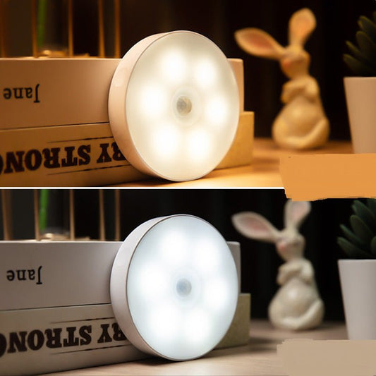Usb Rechargeable Motion Sensor Light Round Wireless LED Puck Light Kichen Cabinet Lighting Motion Sensor Lamp Night Light - Homevibz