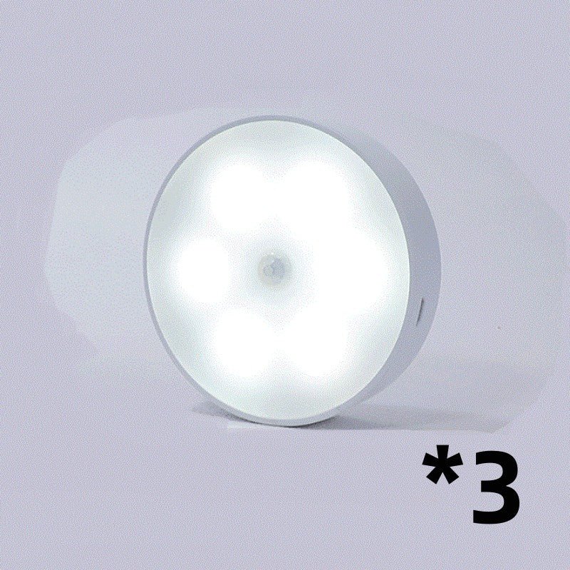 Usb Rechargeable Motion Sensor Light Round Wireless LED Puck Light Kichen Cabinet Lighting Motion Sensor Lamp Night Light - Homevibz