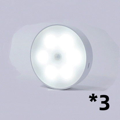 Usb Rechargeable Motion Sensor Light Round Wireless LED Puck Light Kichen Cabinet Lighting Motion Sensor Lamp Night Light - Homevibz