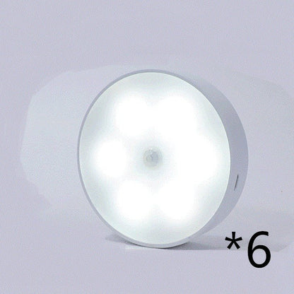 Usb Rechargeable Motion Sensor Light Round Wireless LED Puck Light Kichen Cabinet Lighting Motion Sensor Lamp Night Light - Homevibz