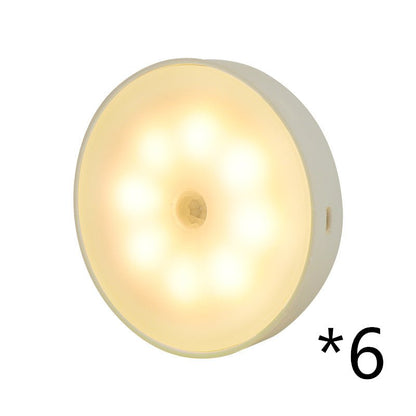 Usb Rechargeable Motion Sensor Light Round Wireless LED Puck Light Kichen Cabinet Lighting Motion Sensor Lamp Night Light - Homevibz
