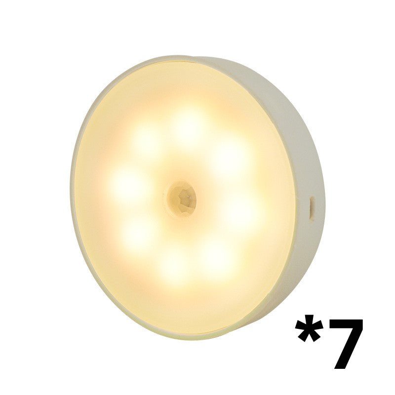 Usb Rechargeable Motion Sensor Light Round Wireless LED Puck Light Kichen Cabinet Lighting Motion Sensor Lamp Night Light - Homevibz