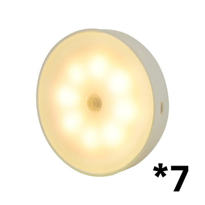 Usb Rechargeable Motion Sensor Light Round Wireless LED Puck Light Kichen Cabinet Lighting Motion Sensor Lamp Night Light - Homevibz