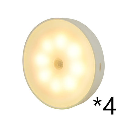 Usb Rechargeable Motion Sensor Light Round Wireless LED Puck Light Kichen Cabinet Lighting Motion Sensor Lamp Night Light - Homevibz