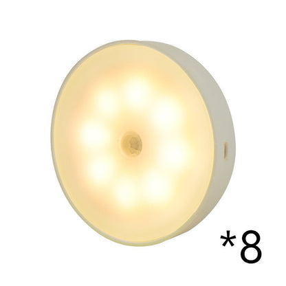 Usb Rechargeable Motion Sensor Light Round Wireless LED Puck Light Kichen Cabinet Lighting Motion Sensor Lamp Night Light - Homevibz