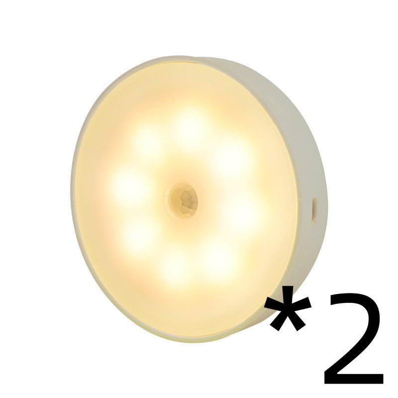Usb Rechargeable Motion Sensor Light Round Wireless LED Puck Light Kichen Cabinet Lighting Motion Sensor Lamp Night Light - Homevibz