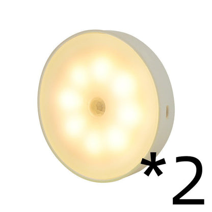 Usb Rechargeable Motion Sensor Light Round Wireless LED Puck Light Kichen Cabinet Lighting Motion Sensor Lamp Night Light - Homevibz