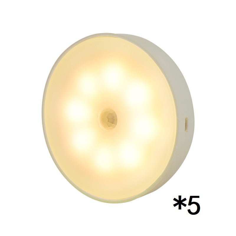 Usb Rechargeable Motion Sensor Light Round Wireless LED Puck Light Kichen Cabinet Lighting Motion Sensor Lamp Night Light - Homevibz