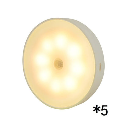 Usb Rechargeable Motion Sensor Light Round Wireless LED Puck Light Kichen Cabinet Lighting Motion Sensor Lamp Night Light - Homevibz
