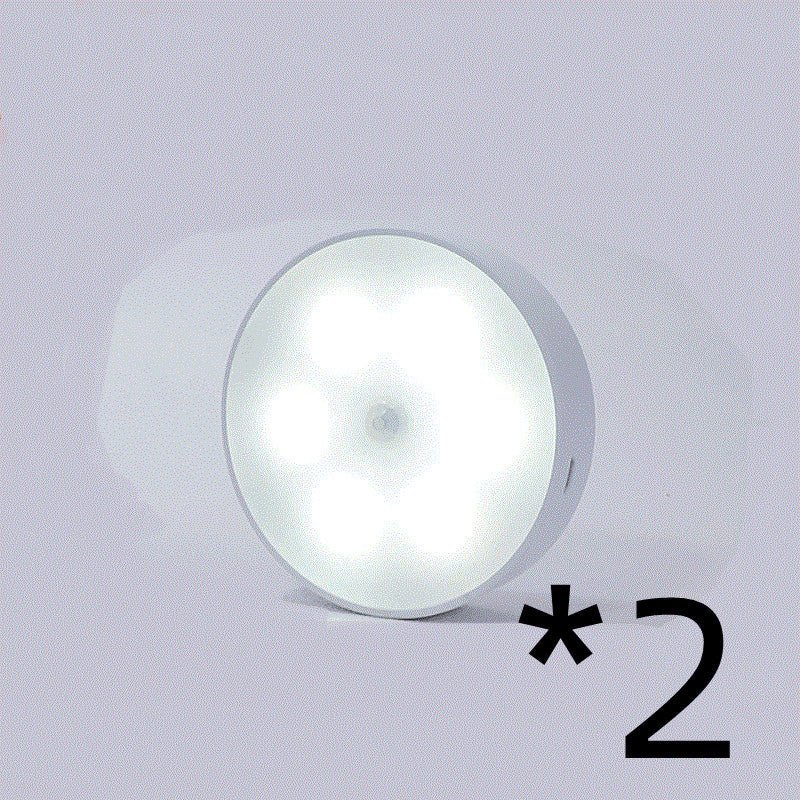 Usb Rechargeable Motion Sensor Light Round Wireless LED Puck Light Kichen Cabinet Lighting Motion Sensor Lamp Night Light - Homevibz